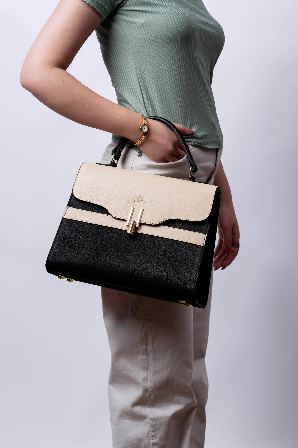 Glide Designer Leather Bag - Orange and Black