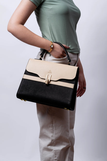 Glide Designer Leather Bag - Orange and Black