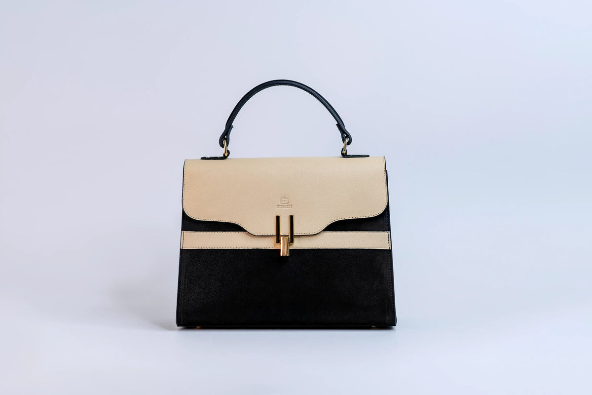 Glide Designer Leather Bag - Orange and Black