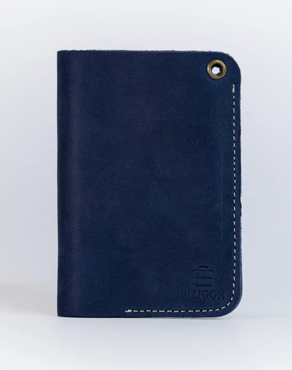 Slim Atlantic Vertical Leather Wallet - Matt Blue