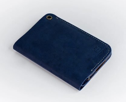 Slim Atlantic Vertical Leather Wallet - Matt Blue