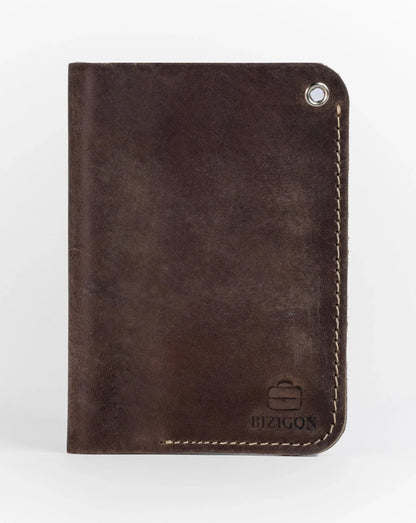 Slim Atlantic Vertical Leather Wallet - Antique Brown