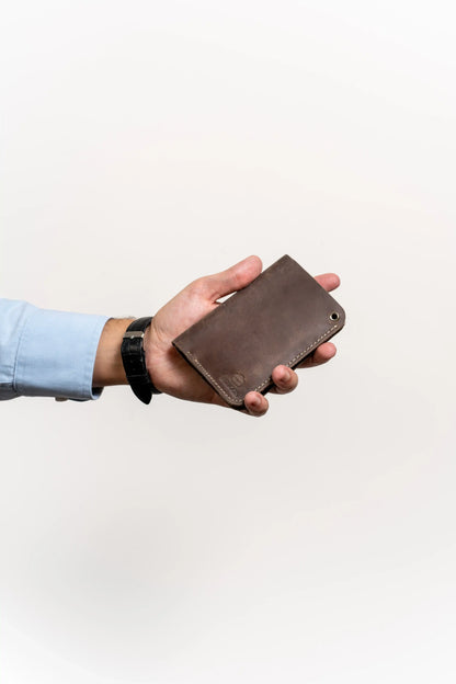 Slim Atlantic Vertical Leather Wallet - Finished Maroon
