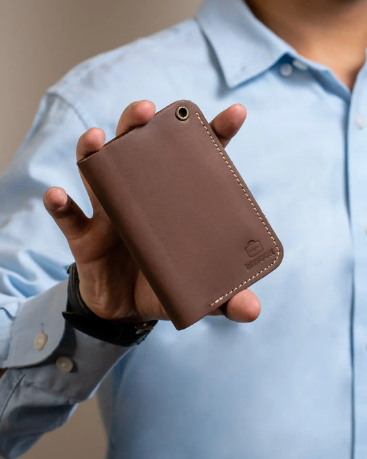 Slim Atlantic Vertical Leather Wallet - Finished Maroon